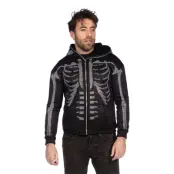 Skelett Hoodie Glitter med Dragkedja - X-Large