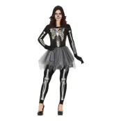 Skelett Jumpsuit med Kjol Maskeraddräkt - Small