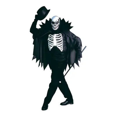 Skelett med Cape Maskeraddräkt - X-Large