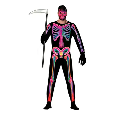 Skelett Neon Herr Maskeraddräkt - Large