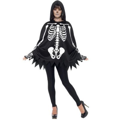 Skelett Poncho&Handskar Unisex - Onesize