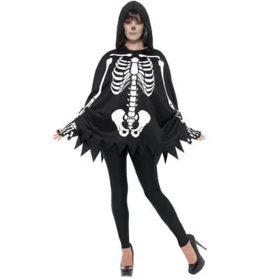 Skelett Poncho&Handskar Unisex - Onesize