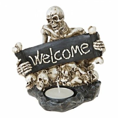Skelett Välkomstskylt med Ljushållare