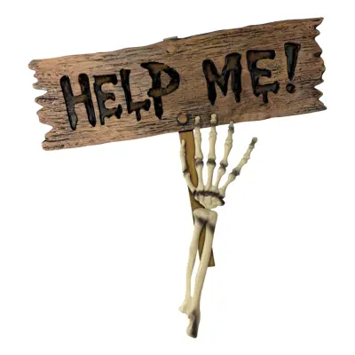 Skelettarm med Skylt Trädgårdsdekoration