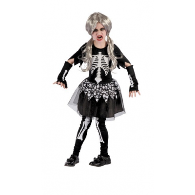 Skelettflicka Maskeraddräkt Barn L