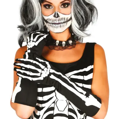 Skeletthandskar Långa - One size