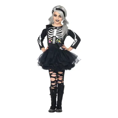 Skelettklänning Barn Maskeraddräkt - Medium