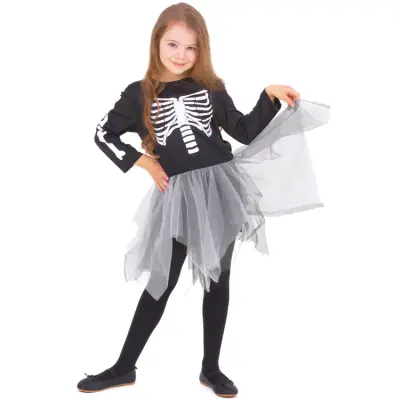 Skelettprinsessan – Maskeraddräkt för Flickor S