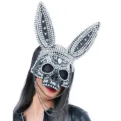 Skellet Sexy Bunny Mask med Blanka Stenar och Nitar