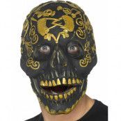 Svart Day of the Dead Mask i Skumlatex med Rörlig Käke