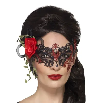 Day of the Dead Ögonmask med Ros - One size