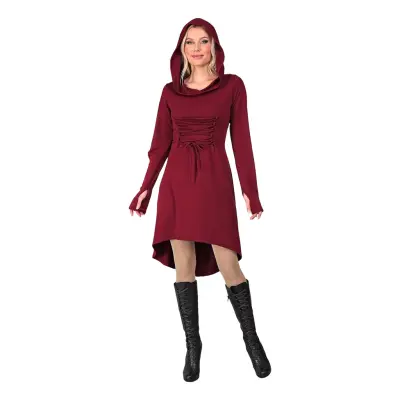 Gotisk Klänning med Huva Röd Maskeraddräkt - Small