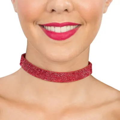 Halsband Choker med Strass Röd
