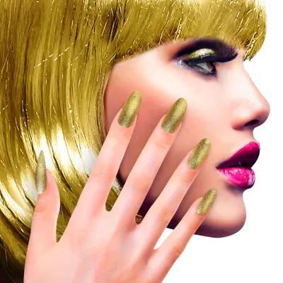 Lösnaglar Glitter Guld - 12-pack