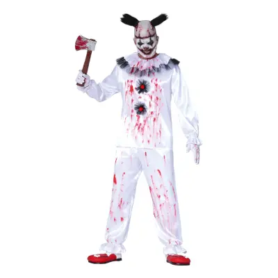 Mördarclown Vit Maskeraddräkt - Large