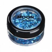 Moon glitter i burk, holografiska former 3g Blå