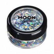 Moon glitter i burk, holografiska former 3g Silver