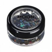 Moon glitter i burk, holografiska former 3g Svart