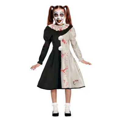 Skräckclown Svart/Vit Klänning Barn Maskeraddräkt - Small