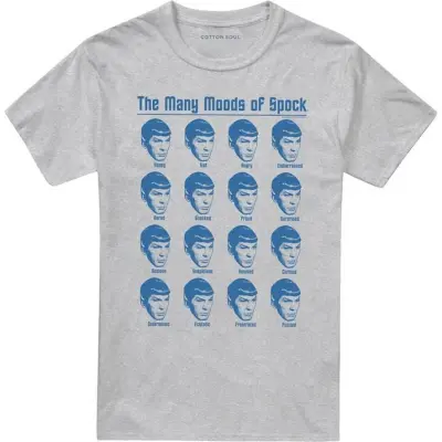 Star Trek T-shirt - Many Moods Of Spock - M 3XL - för Herr - grå