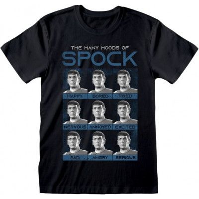 Star Trek T-shirt - Many Moods Of Spock - S XXL - för Herr - svart