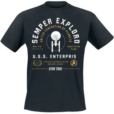 Star Trek T-shirt - United Federation - M 5XL - för Herr - svart