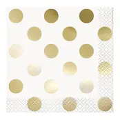 Kaffeservetter Guld/Vit Prickiga - 16-pack