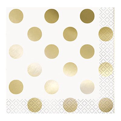 Kaffeservetter Guld/Vit Prickiga - 16-pack