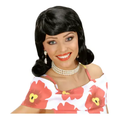 50-tals Flip Svart Peruk - One size