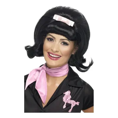 50-tals Svart Peruk - One size