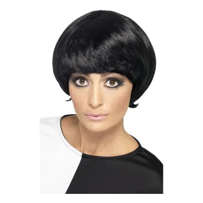 60-tals Kort Svart Peruk - One size