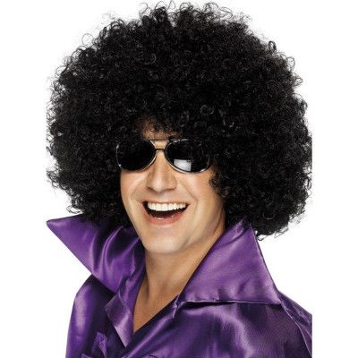 70-tals Afro Peruk Svart