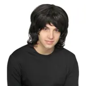 70-tals Shag Svart Peruk - One size