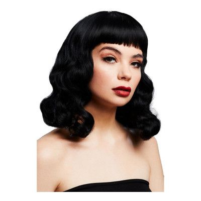 Bettie Svart Vågig Deluxe Peruk - One size