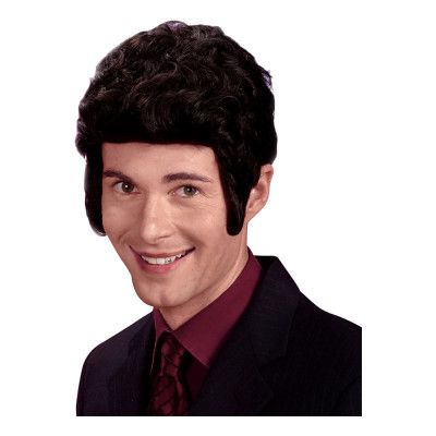 Brad Svart Peruk med Polisonger