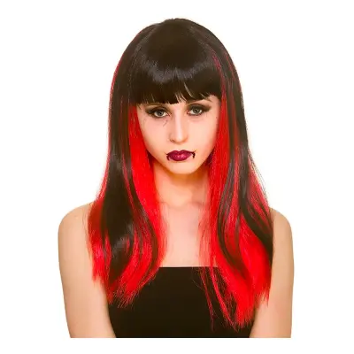 Dark Fantasy Svart/Röd Peruk - One size