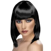 Glamourös Peruk Med Lugg Svart