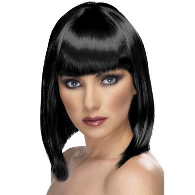 Glamourös Peruk Med Lugg Svart