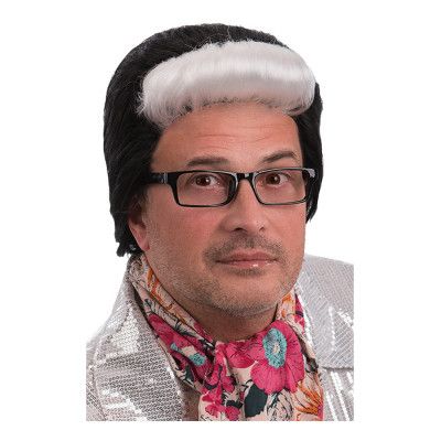 Svart/Vit Peruk Man - One size