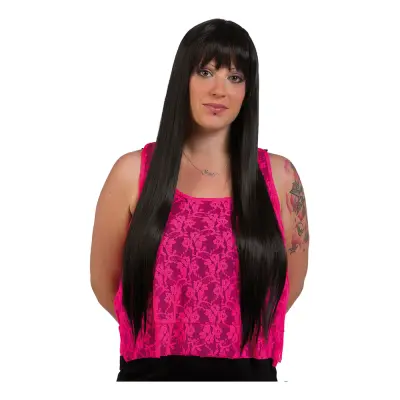 Lång Rak Svart Deluxe Peruk - One size