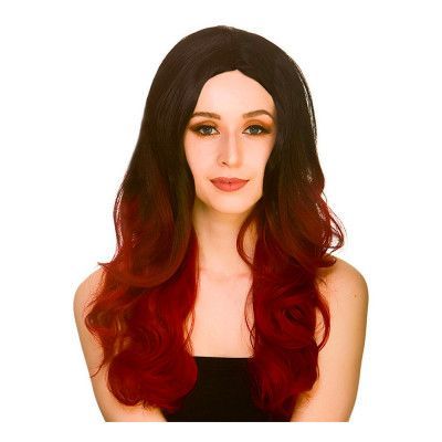 L.A Glamour Svart/Röd Peruk - One size