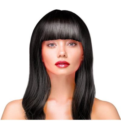 Peruk Långt Rakt Hår - Svart