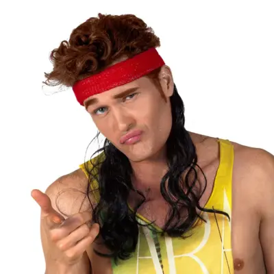 Rött Pannband med Svart Hår - One size