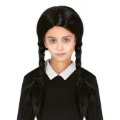 Spökflicka Barnperuk Svart med Flätor - One size
