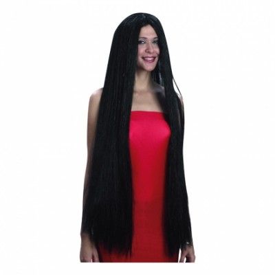 Svart extra lång Peruk - One size