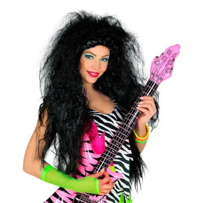 Svart Lång Frissig Peruk - One size