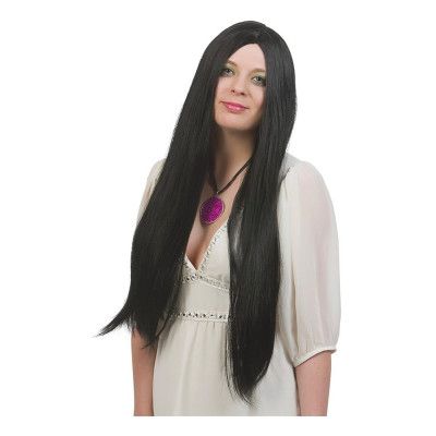 Svart Peruk Lång - One size