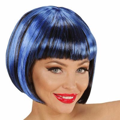 Svart/Blå Page Peruk - One size