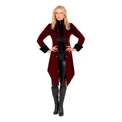 Gotisk Vinröd Kappa i Sammet Dam - Large