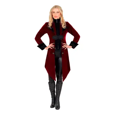 Gotisk Vinröd Kappa i Sammet Dam - Small